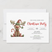 Quirky Reindeer Festive Watercolor Party Invites Einladung (Vorderseite)