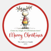 Quirky reindeer fun whimsical Xmas sticker style (Vorderseite)