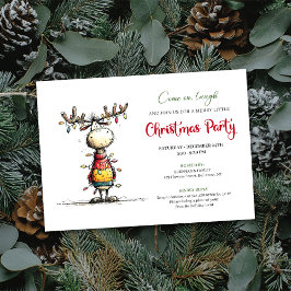 Quirky Reindeer Holiday Party Invitation Card Einladung