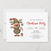 Quirky Reindeer Modern Festive Holiday Invitation Einladung (Vorderseite)