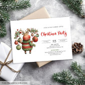 Quirky Reindeer watercolor holiday party invites Einladung