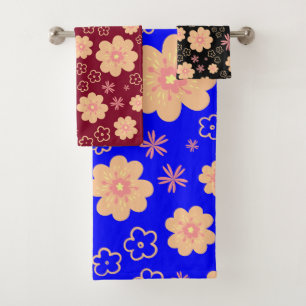 Quirky Retro Blumenmuster Badehandtuch Set