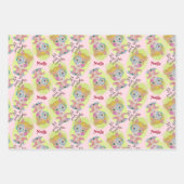 Quirky Retro Christmas Elf Rosa grüner Name Geschenkpapier Set (Vorderseite)