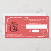 Quirky Retro Coral Red Christmas Gift Certificate (Rückseite)
