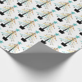 Quirky Retro Holiday Weihnachtsbaum Mitte Jahrhund Geschenkpapier (Ecke)