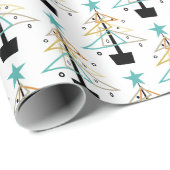 Quirky Retro Holiday Weihnachtsbaum Mitte Jahrhund Geschenkpapier (Rolleneckpunkt)
