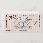 Quirky Retro Pink Hand-Drawn Bow Gift Certificate (Vorderseite)