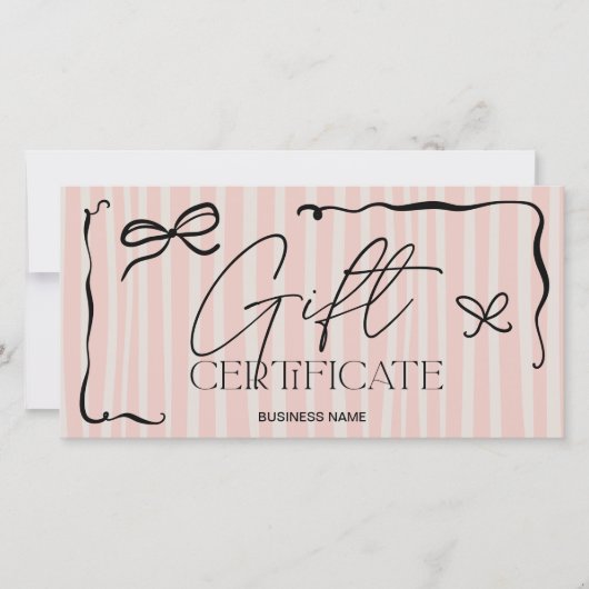 Quirky Retro Pink Hand-Drawn Bow Gift Certificate (Vorderseite)