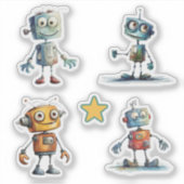 Quirky-Roboter (9-12) Aufkleber (Vorderseite)