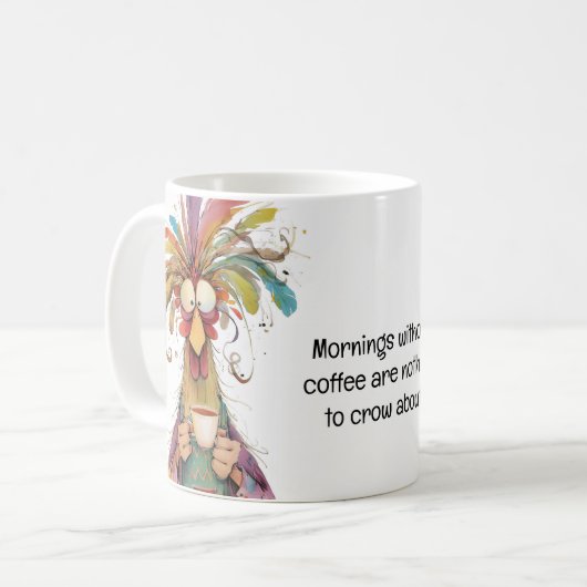 Quirky Rooster Coffee Spaß Kaffeetasse (Vorderseite Links)