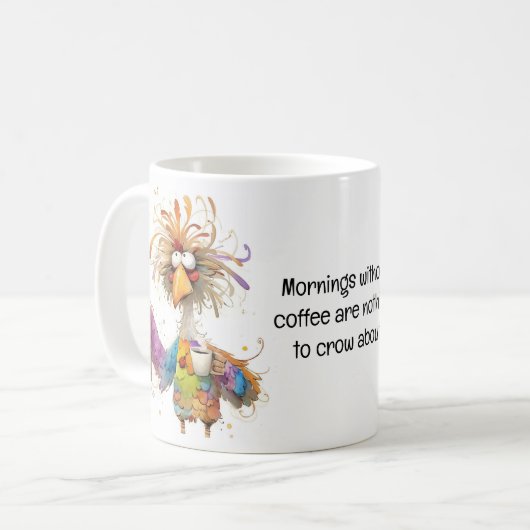 Quirky Rooster Coffee Spaß Kaffeetasse (Vorderseite Links)