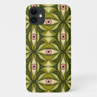 Quirky rosa Augen und grünes botanisches Muster Case-Mate iPhone Hülle