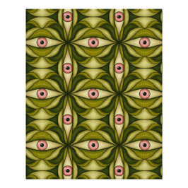 Quirky rosa Augen und grünes botanisches Muster Poster