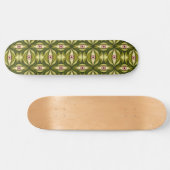 Quirky rosa Augen und grünes botanisches Muster Skateboard (Horizontal)