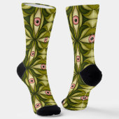 Quirky rosa Augen und grünes botanisches Muster Socken (Gewinkelt)