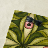 Quirky rosa Augen und grünes botanisches Muster Strandtuch (Beispiel)