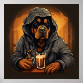 Quirky Rottweiler Karikaturenposter - Leichtigkeit Poster