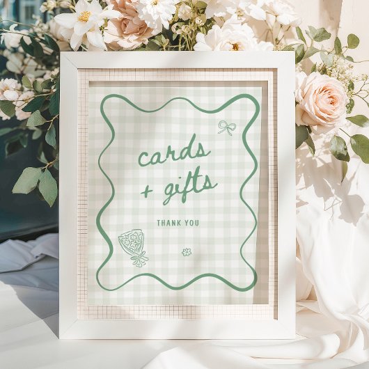Quirky Sage Green Gingham Cards & Geschenke Poster