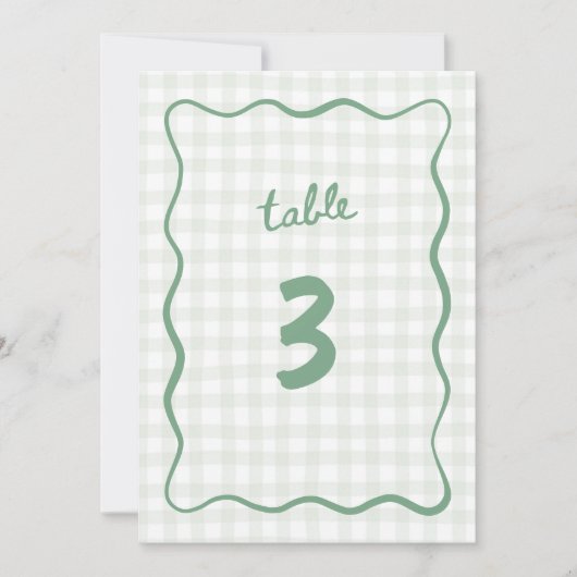 Quirky Sage Green Gingham Einladung (Vorderseite)