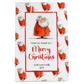 Quirky Santa Claus cheerful holiday gift bags Mittlere Geschenktüte (Vorderseite)