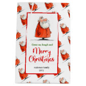 Quirky Santa Claus cheerful holiday gift bags Mittlere Geschenktüte (Rückseite)