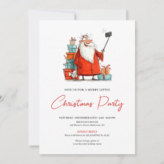Quirky Santa Claus Editable Christmas Party Invite Einladung (Vorderseite)