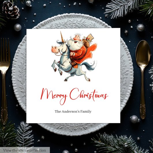 Quirky Santa Claus Funny Christmas Dinner Napkins Serviette