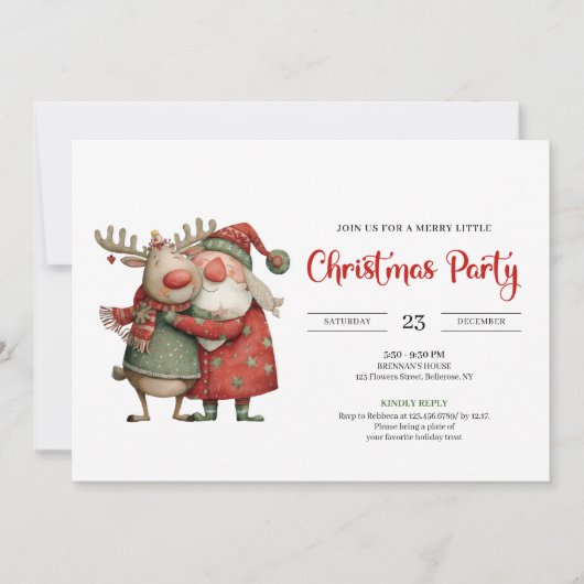 Quirky Santa Claus modern festive holiday invite Einladung (Vorderseite)