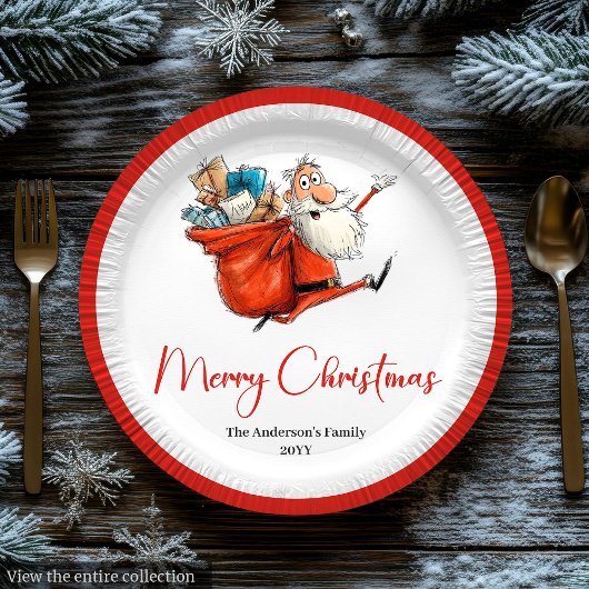 Quirky Santa Claus Watercolor Festive Tableware Pappteller