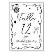 Quirky, Schwarz-weiß, schwarz, lässig Tischnummer (Vorderseite)