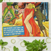 QUIRKY SCI FI PULP DESIGN HANDTUCH (Gefaltet)