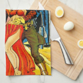 QUIRKY SCI FI PULP DESIGN HANDTUCH (Viertel Falte)