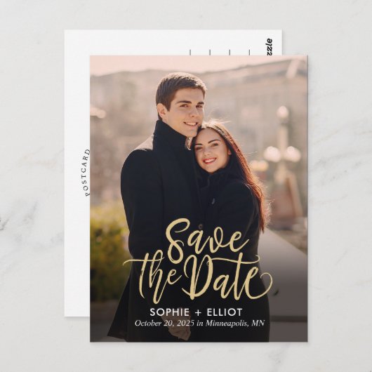 Quirky Script EDITABLE FARBE Save the Date Postkarte (Vorne/Hinten)