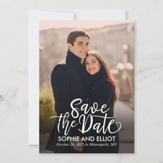Quirky Script Wedding Save the Date Cards (Vorderseite)