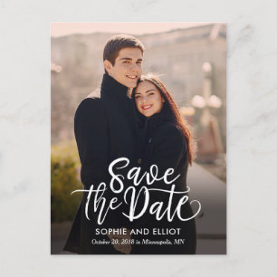 Quirky Script Wedding Save the Date Postcard Ankündigungspostkarte