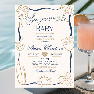 Quirky Sea You Soon Baby Shower Einladung