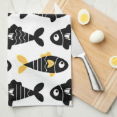 Quirky Seamless Black Fish Pattern Küchentücher (Viertel Falte)