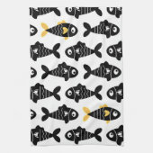 Quirky Seamless Black Fish Pattern Küchentücher (Vertikal)