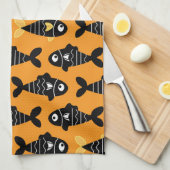 Quirky Seamless Black Fish Pattern Küchentücher (Viertel Falte)