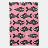 Quirky Seamless Black Fish Pattern Küchentücher (Vertikal)