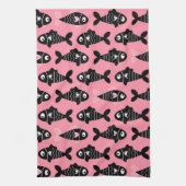 Quirky Seamless Black Fish Pattern Küchentücher (Vertikal)