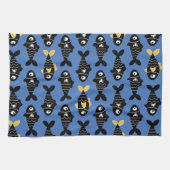 Quirky Seamless Black Fish Pattern Küchentücher (Horizontal)