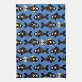 Quirky Seamless Black Fish Pattern Küchentücher (Vertikal)