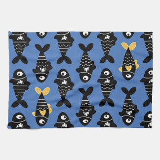 Quirky Seamless Black Fish Pattern Küchentücher