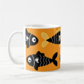 Quirky Seamless Black Fish Pattern mit Gelb Kaffeetasse (Links)