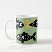Quirky Seamless Black Fish Pattern mit Gelb Kaffeetasse (Links)