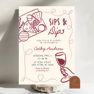 Quirky Sips and Dips Geburtstagsparty Einladung