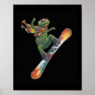 Quirky Snowboarding Lizard Winter Sports Poster