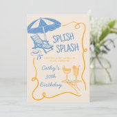 Quirky Splish Splash Summer Cocktail Geburtstag Einladung (Stehend Vorderseite)