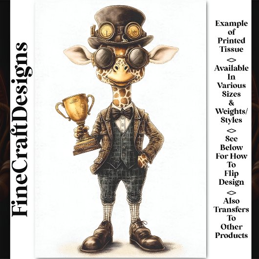 Quirky Steampunk Giraffe, Trophäe Cup mit 9 Decoup Seidenpapier